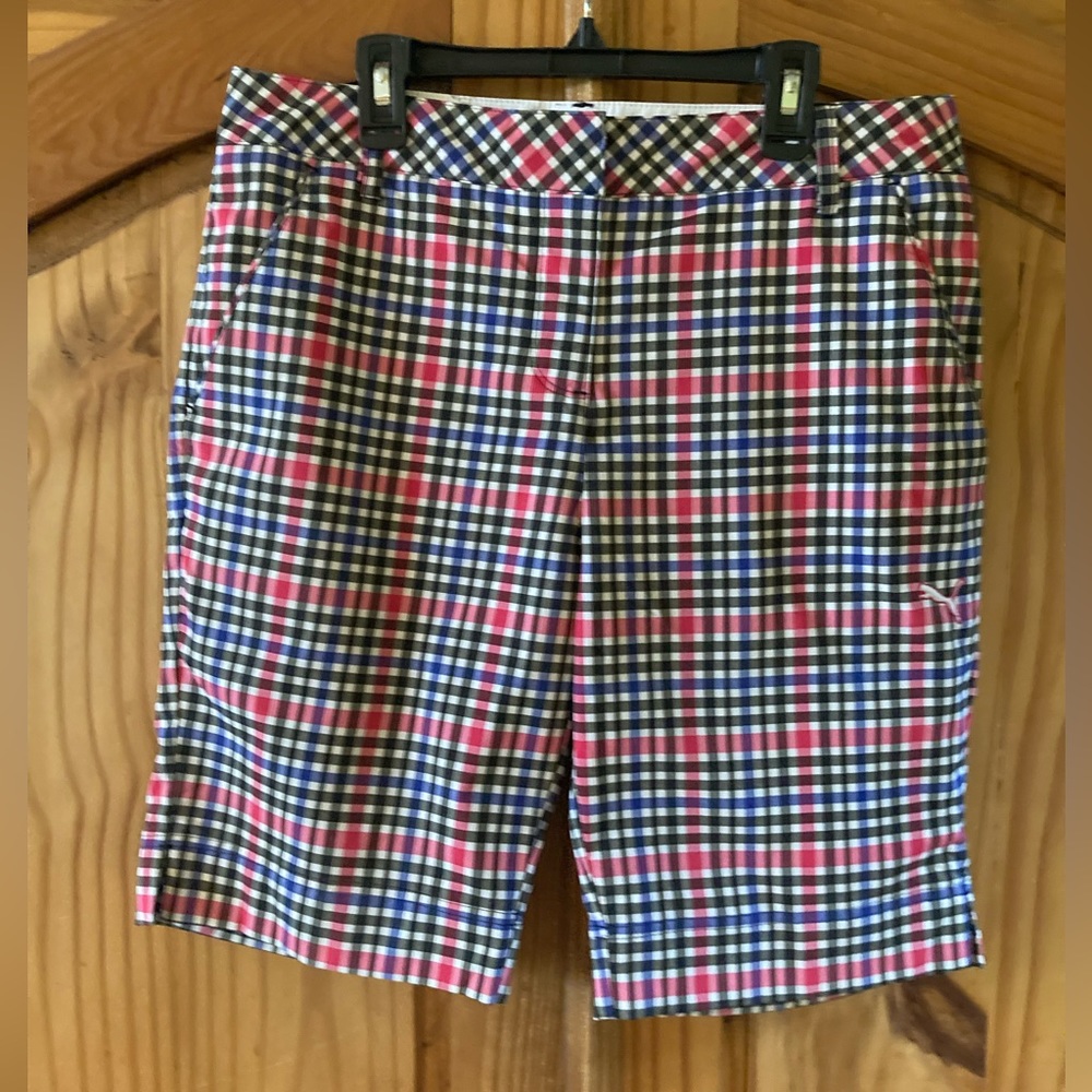 Puma Women's Checkered Shorts - Red, Blue, White